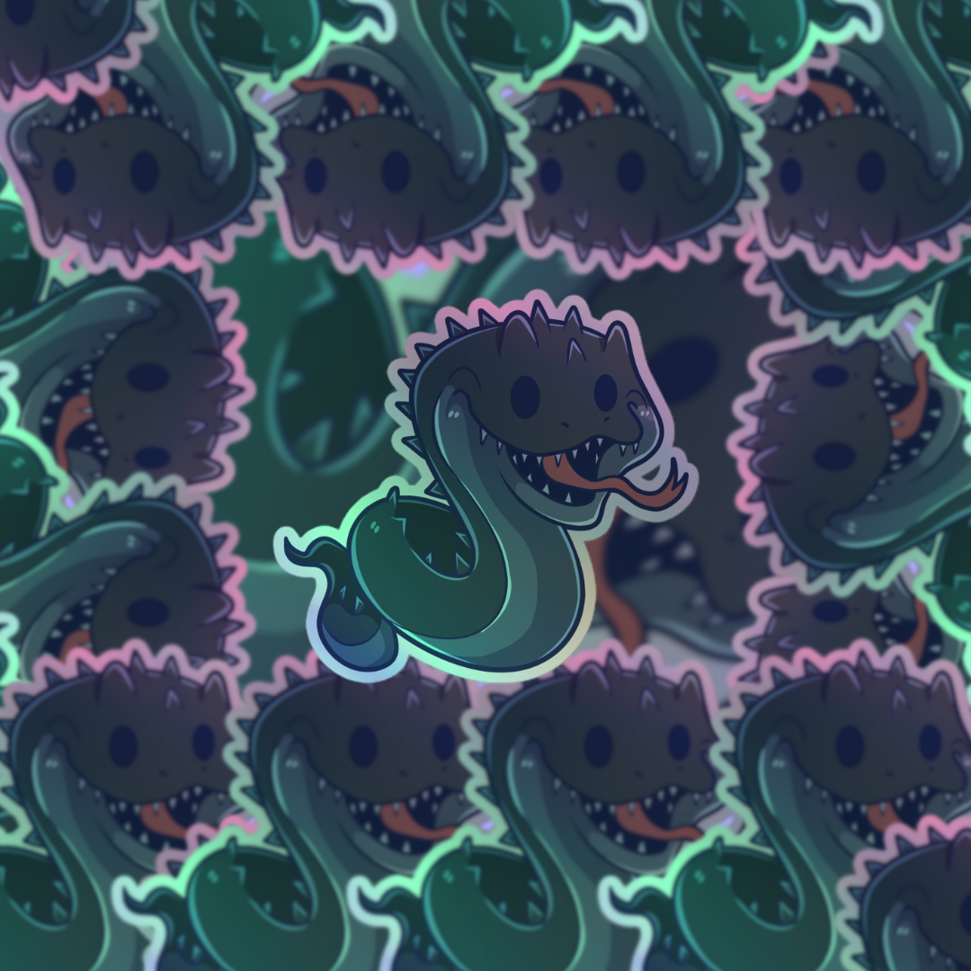 Adorable Basilisk - Holographic Vinyl Sticker