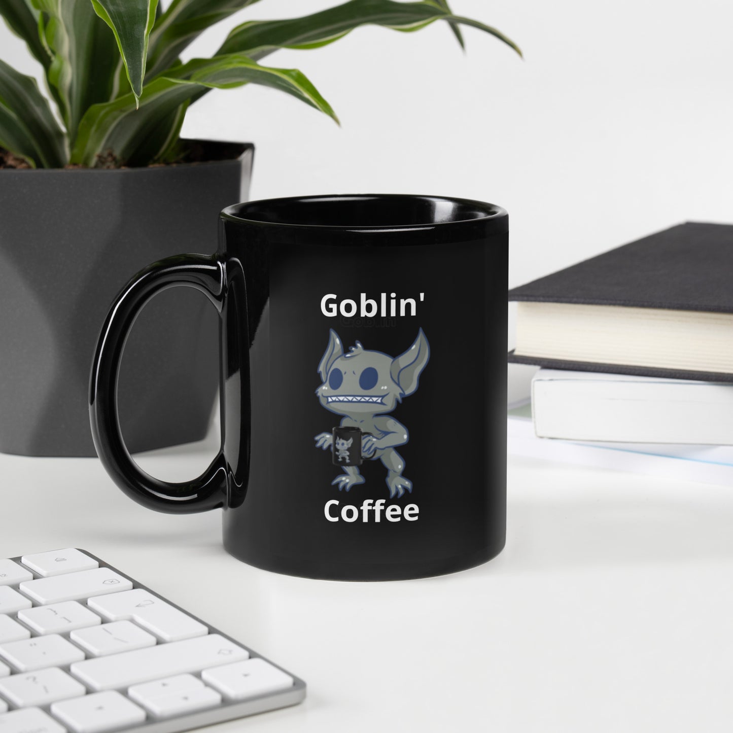 Goblin' Coffee Black Glossy Mug