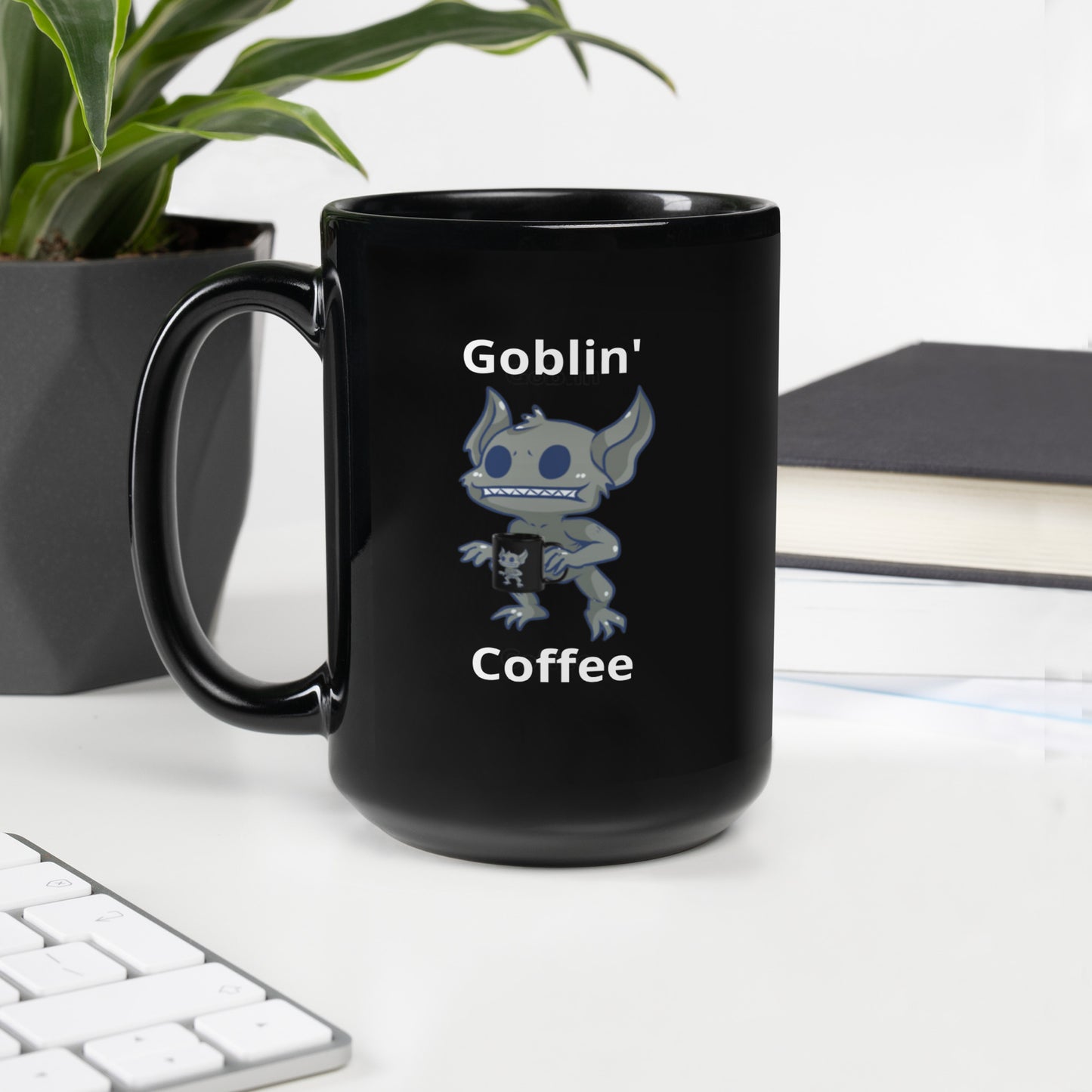 Goblin' Coffee Black Glossy Mug