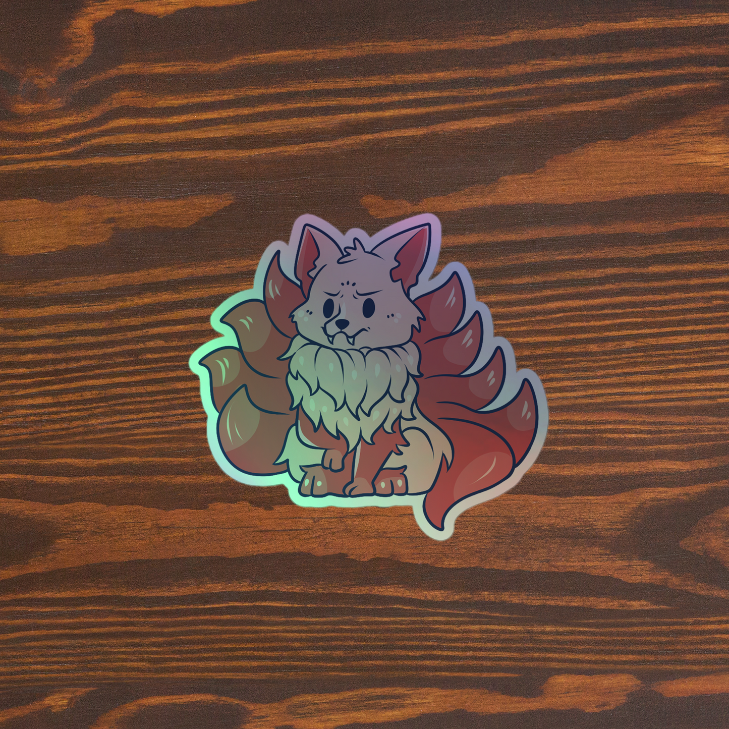 Adorable Kitsune - Holographic Vinyl Sticker